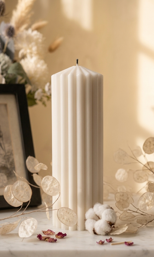 Ivory Pleat Candle