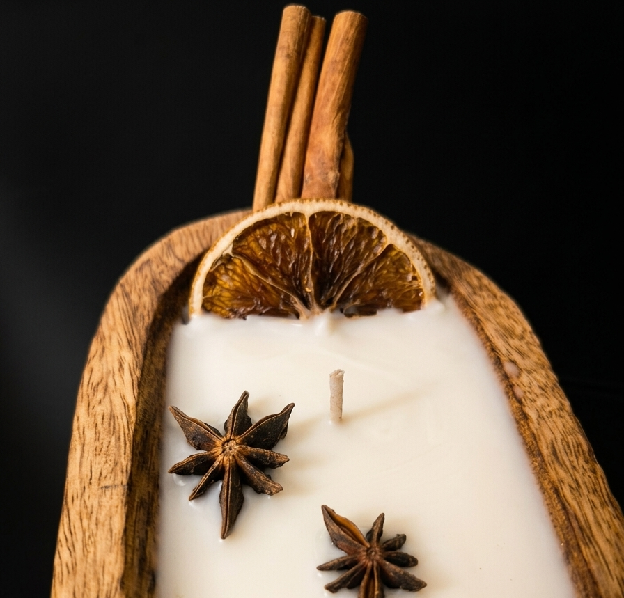 Long Wooden Boat Scented Candle