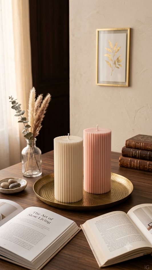 Ribbed Pillar Candles