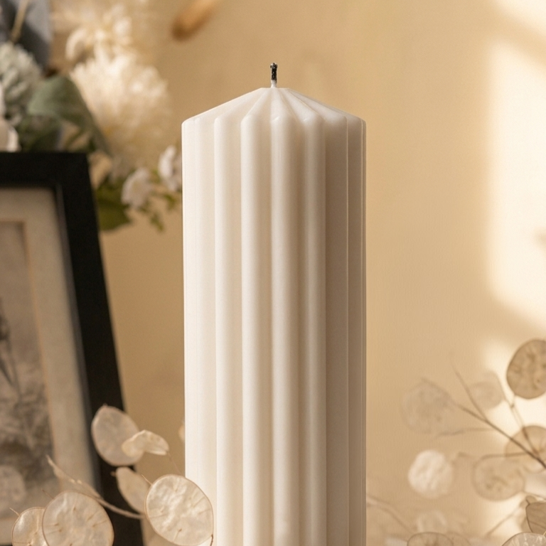 Ivory Pleat Candle
