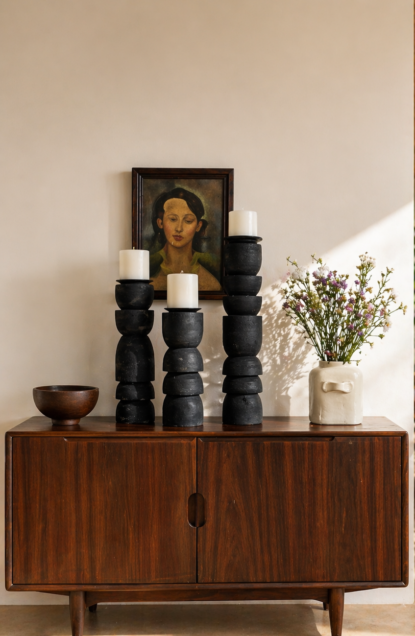 Stacked Pillar Candle Holder