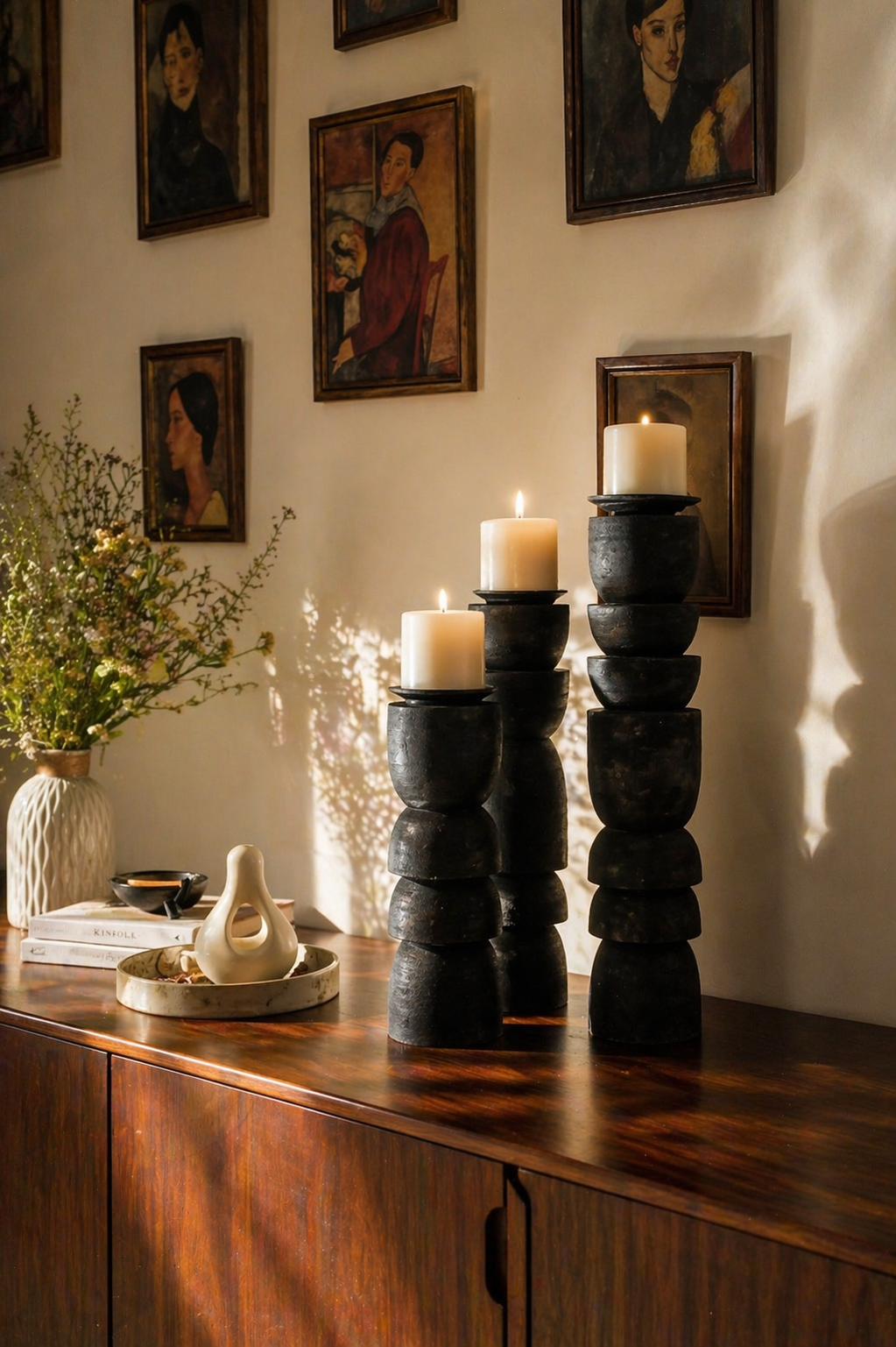 Stacked Pillar Candle Holder