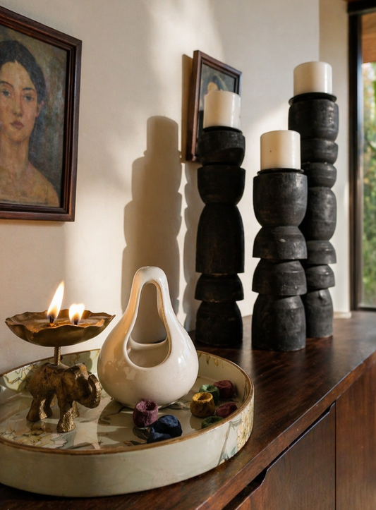 Stacked Pillar Candle Holder