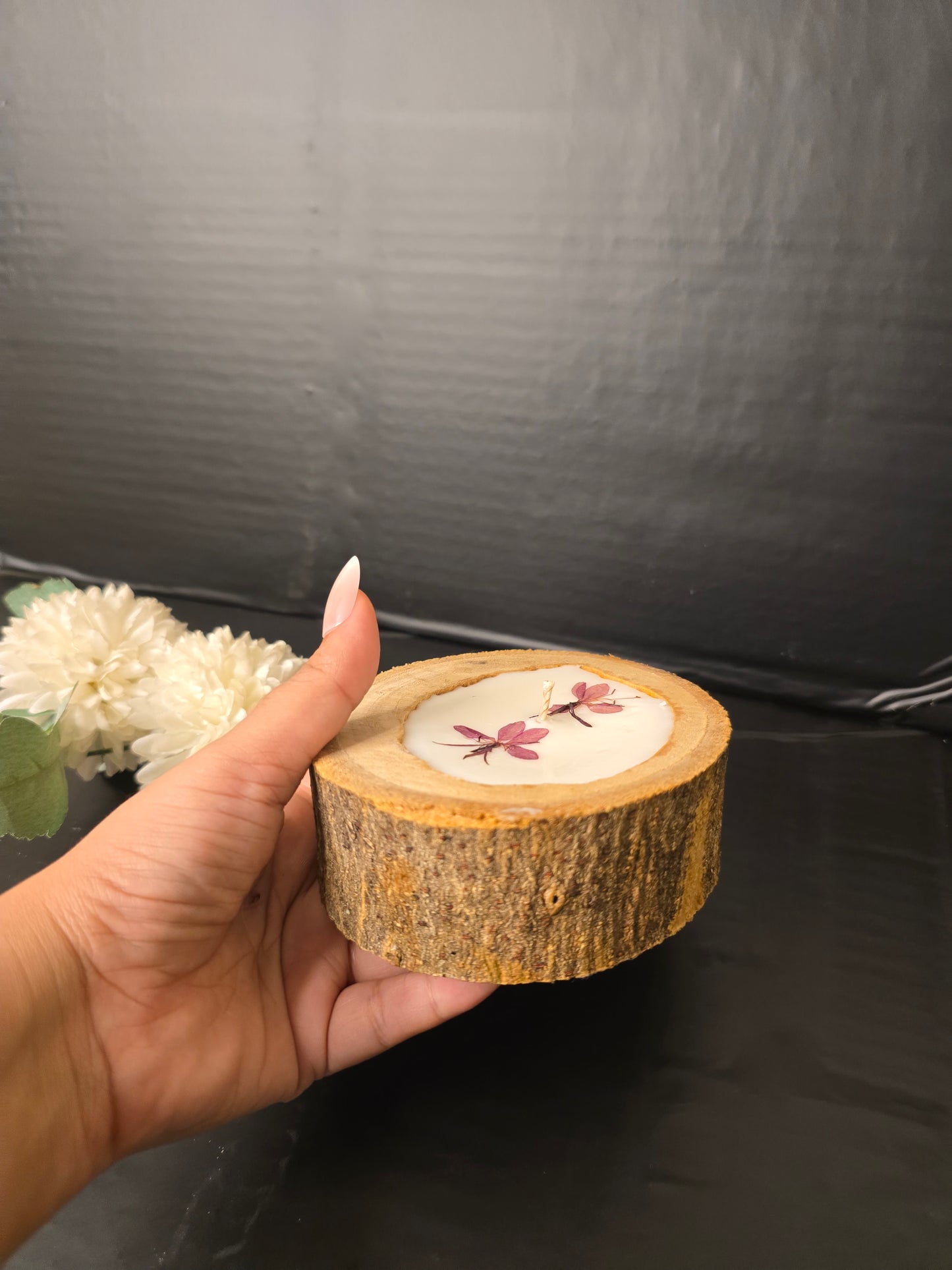 Hand-Poured Scented Wood Slice Candle