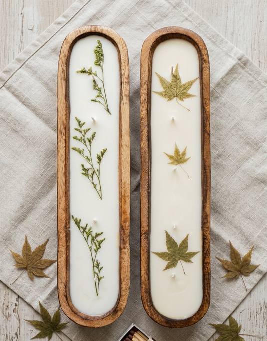 Long Wooden Boat Scented Candle