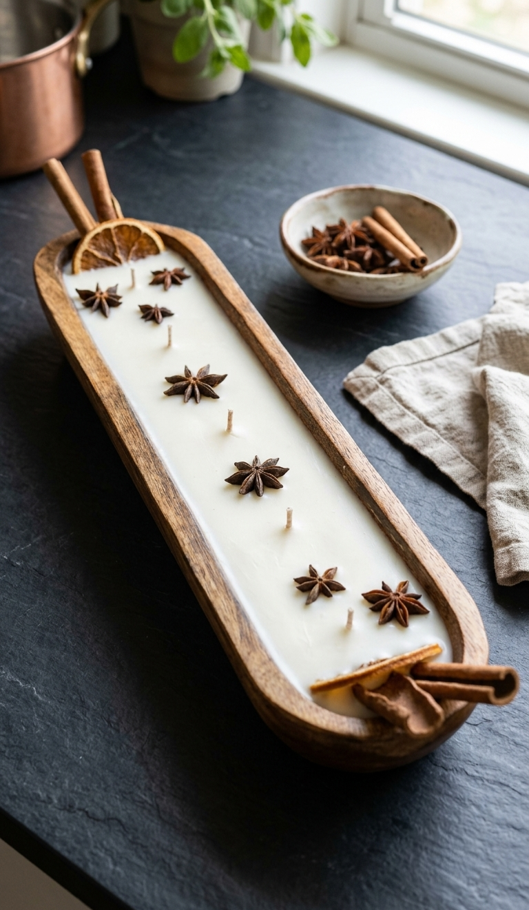 Long Wooden Boat Scented Candle