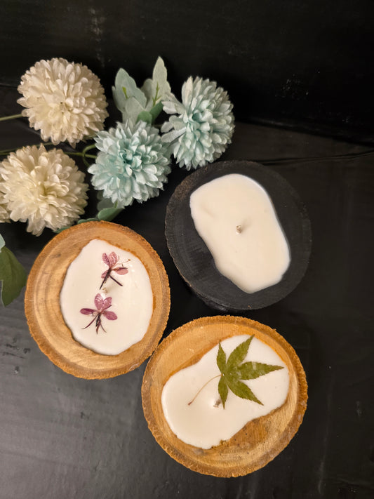 Hand-Poured Scented Wood Slice Candle