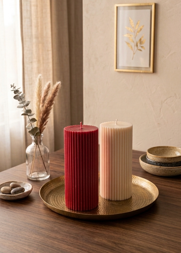 Ribbed Pillar Candles